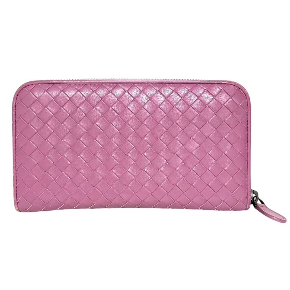 BOTTEGA VENETA Intrecciato Round Zip Long Wallet, Purple, Women's